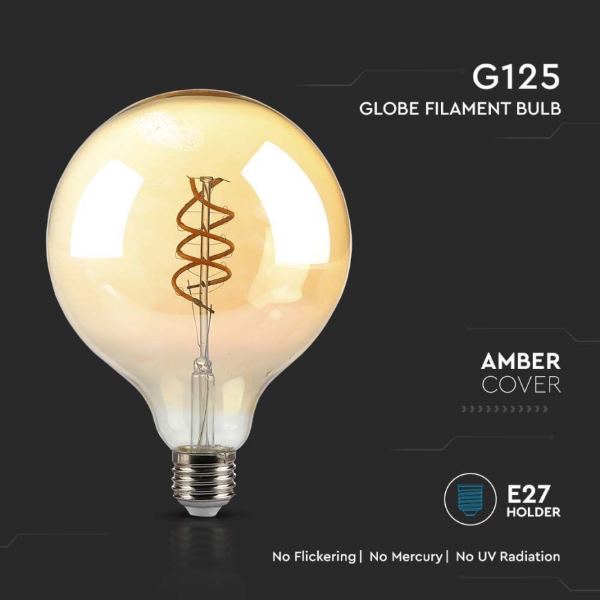 LED Žárovka FILAMENT G125 E27/6W/230V 1800K