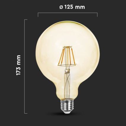 LED Žárovka FILAMENT G125 E27/6W/230V 2200K