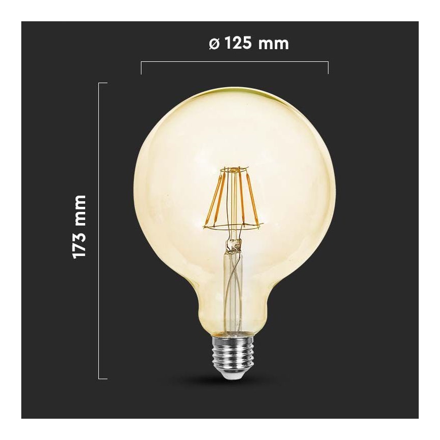 LED Žárovka FILAMENT G125 E27/6W/230V 2200K