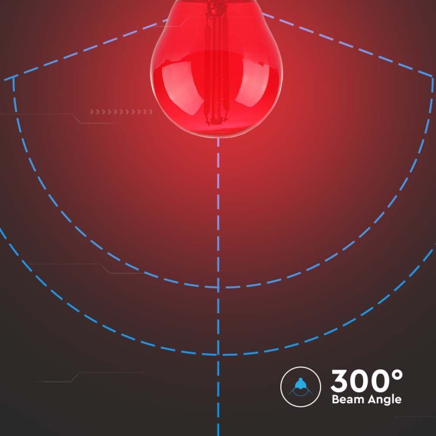 LED Žárovka FILAMENT G45 E27/2W/230V červená