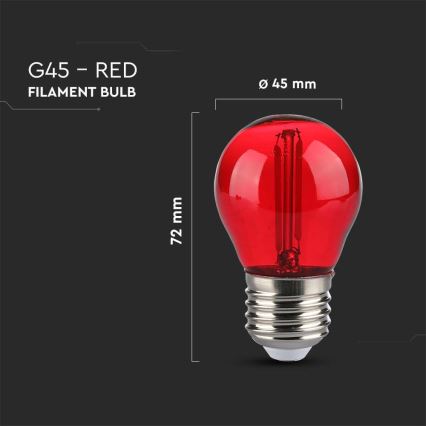 LED Žárovka FILAMENT G45 E27/2W/230V červená