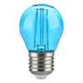 LED Žárovka FILAMENT G45 E27/2W/230V modrá