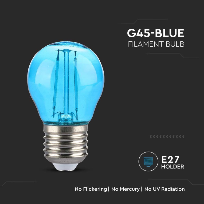 LED Žárovka FILAMENT G45 E27/2W/230V modrá