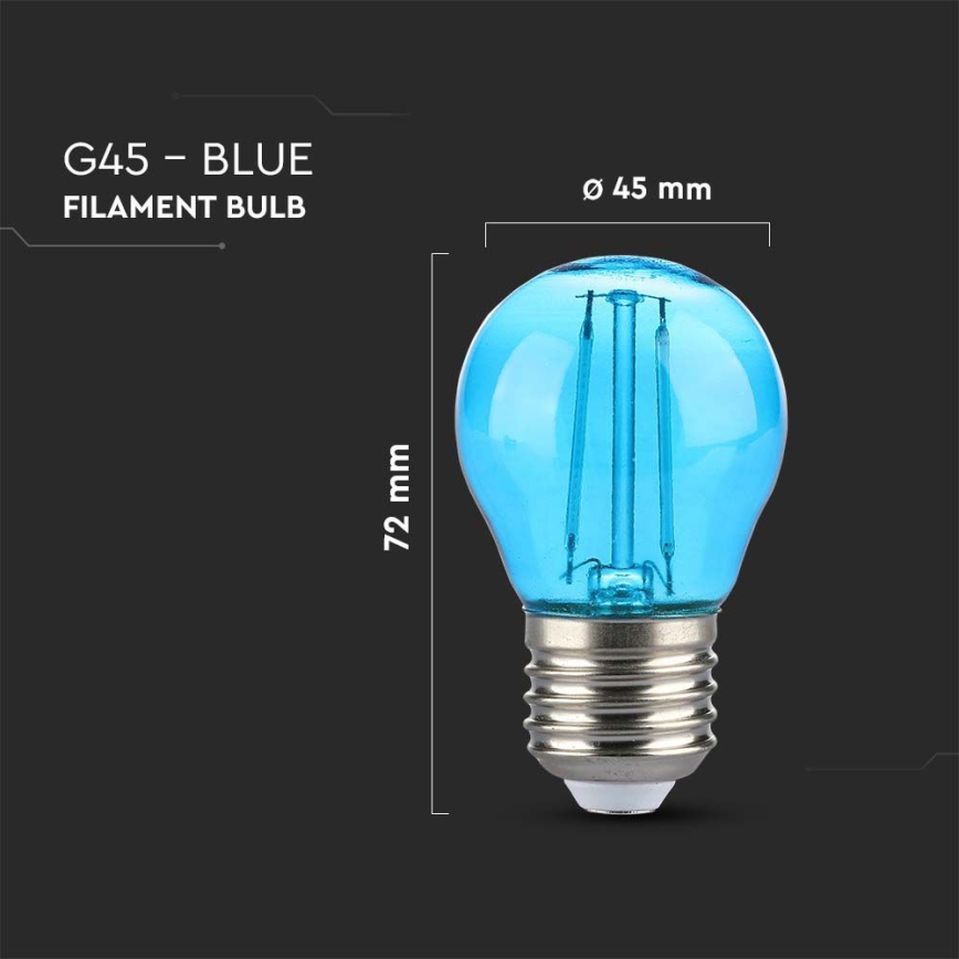 LED Žárovka FILAMENT G45 E27/2W/230V modrá
