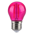 LED Žárovka FILAMENT G45 E27/2W/230V růžová