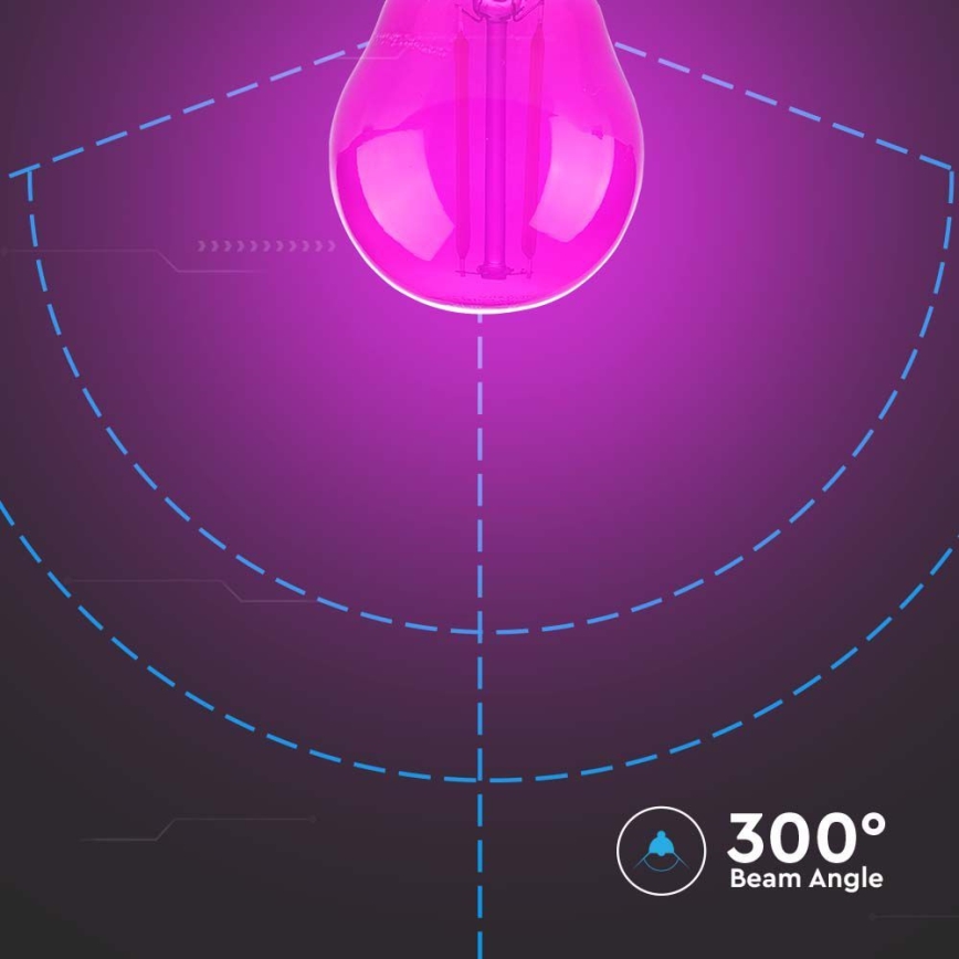 LED Žárovka FILAMENT G45 E27/2W/230V růžová