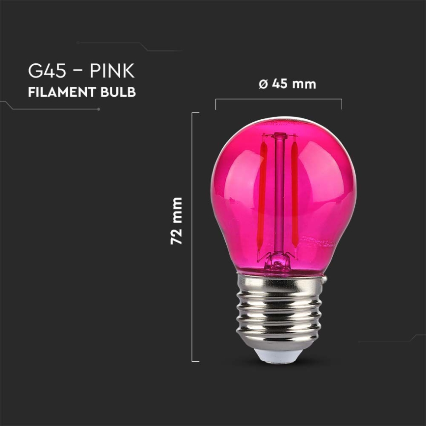 LED Žárovka FILAMENT G45 E27/2W/230V růžová