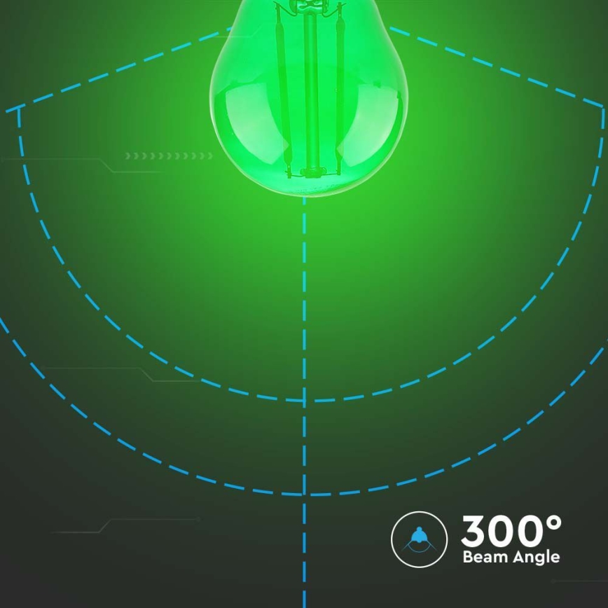LED Žárovka FILAMENT G45 E27/2W/230V zelená