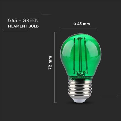 LED Žárovka FILAMENT G45 E27/2W/230V zelená