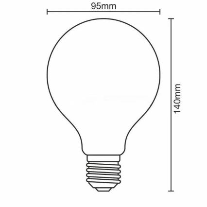 LED Žárovka BÍLÝ FILAMENT G95 E27/13W/230V 3000K