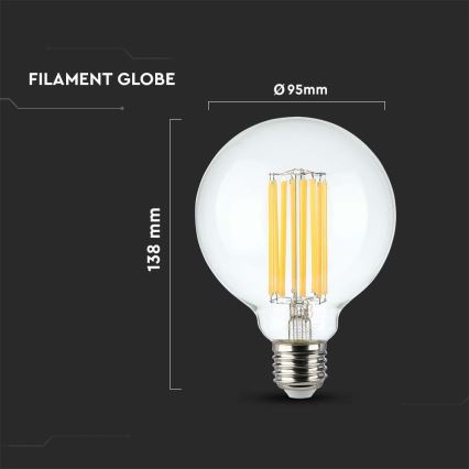 LED Žárovka FILAMENT G95 E27/6W/230V 3000K