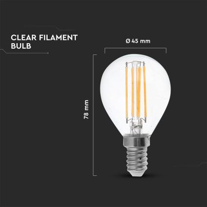 LED Žárovka FILAMENT P45 E14/6W/230V 2700K