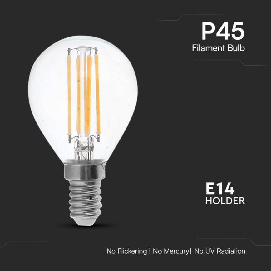 LED Žárovka FILAMENT P45 E14/6W/230V 4000K