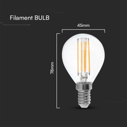 LED Žárovka FILAMENT P45 E14/6W/230V 4000K
