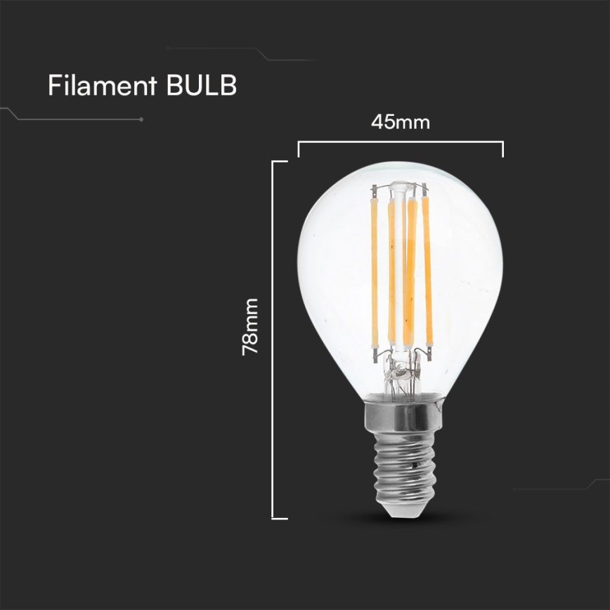 LED Žárovka FILAMENT P45 E14/6W/230V 4000K