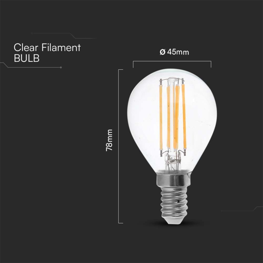 LED Žárovka FILAMENT P45 E14/6W/230V 6500K