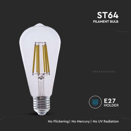 LED Žárovka FILAMENT ST64 E27/4W/230V 3000K