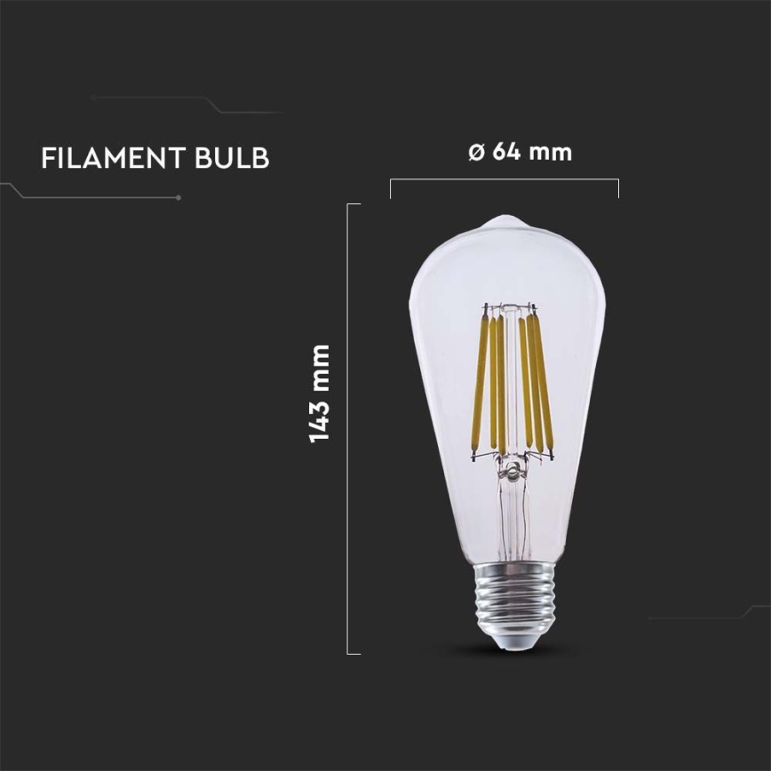 LED Žárovka FILAMENT ST64 E27/4W/230V 3000K