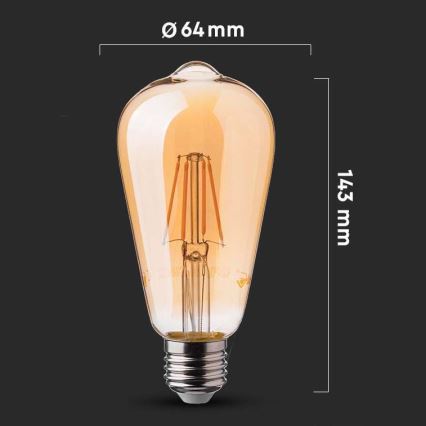 LED Žárovka FILAMENT ST64 E27/6W/230V 2200K