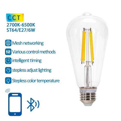 LED Žárovka FILAMENT ST64 E27/6W/230V 2700-6500K - Aigostar