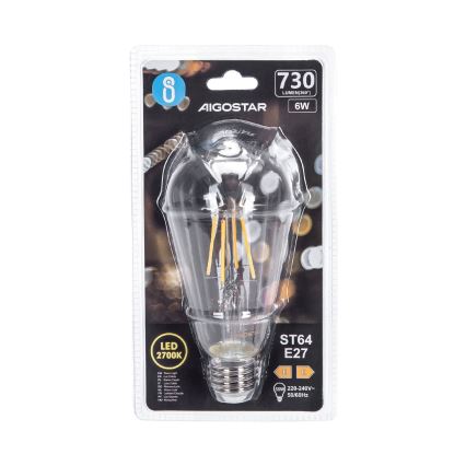 LED Žárovka FILAMENT ST64 E27/6W/230V 2700K - Aigostar