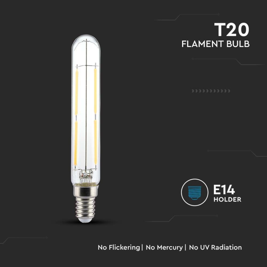 LED Žárovka FILAMENT T20 E14/4W/230V 3000K