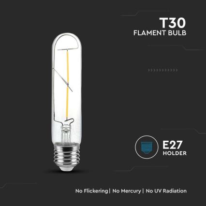LED Žárovka FILAMENT T30 E27/2W/230V 3000K
