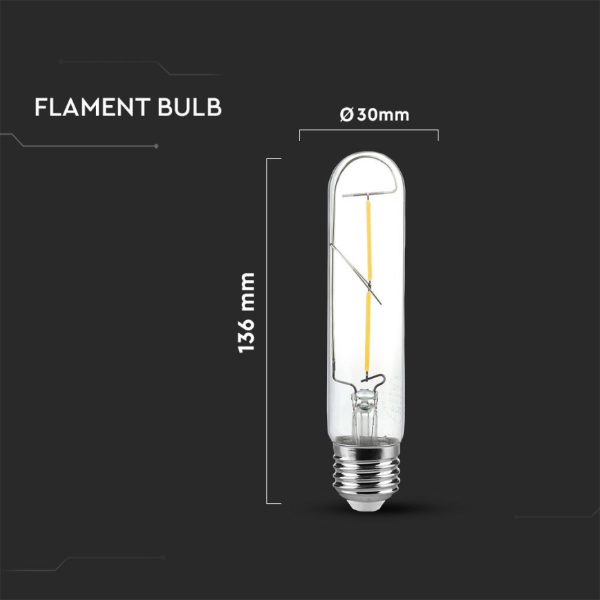 LED Žárovka FILAMENT T30 E27/2W/230V 3000K