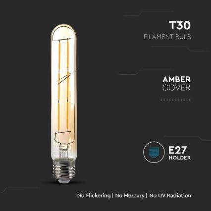 LED Žárovka FILAMENT T30 E27/6W/230V 2200K