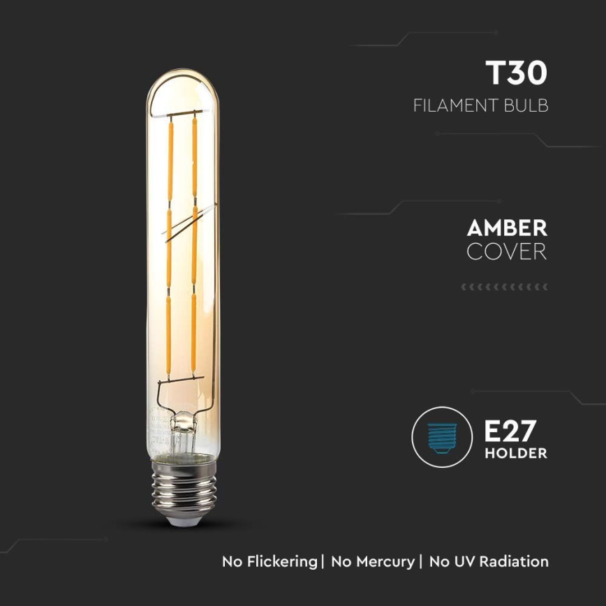LED Žárovka FILAMENT T30 E27/6W/230V 2200K
