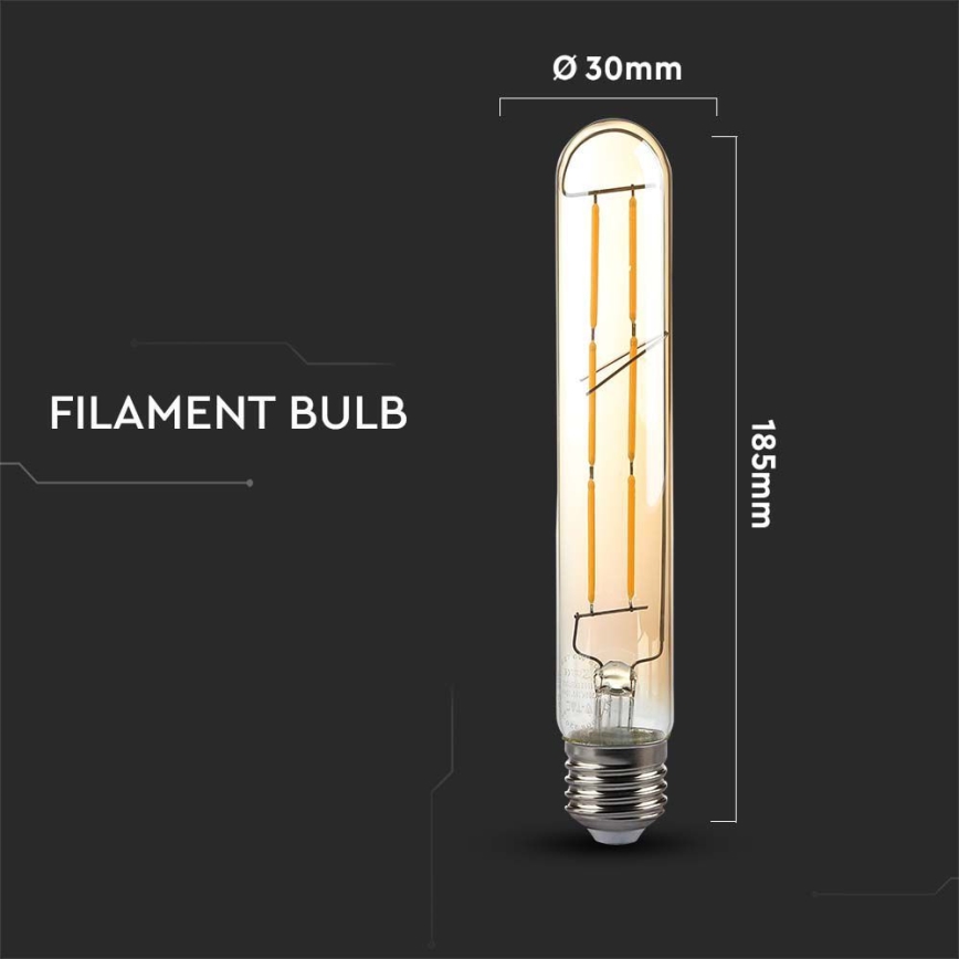 LED Žárovka FILAMENT T30 E27/6W/230V 2200K