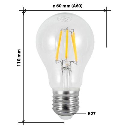 LED Žárovka FILAMENT VINTAGE A60 E27/7W/230V 2700K