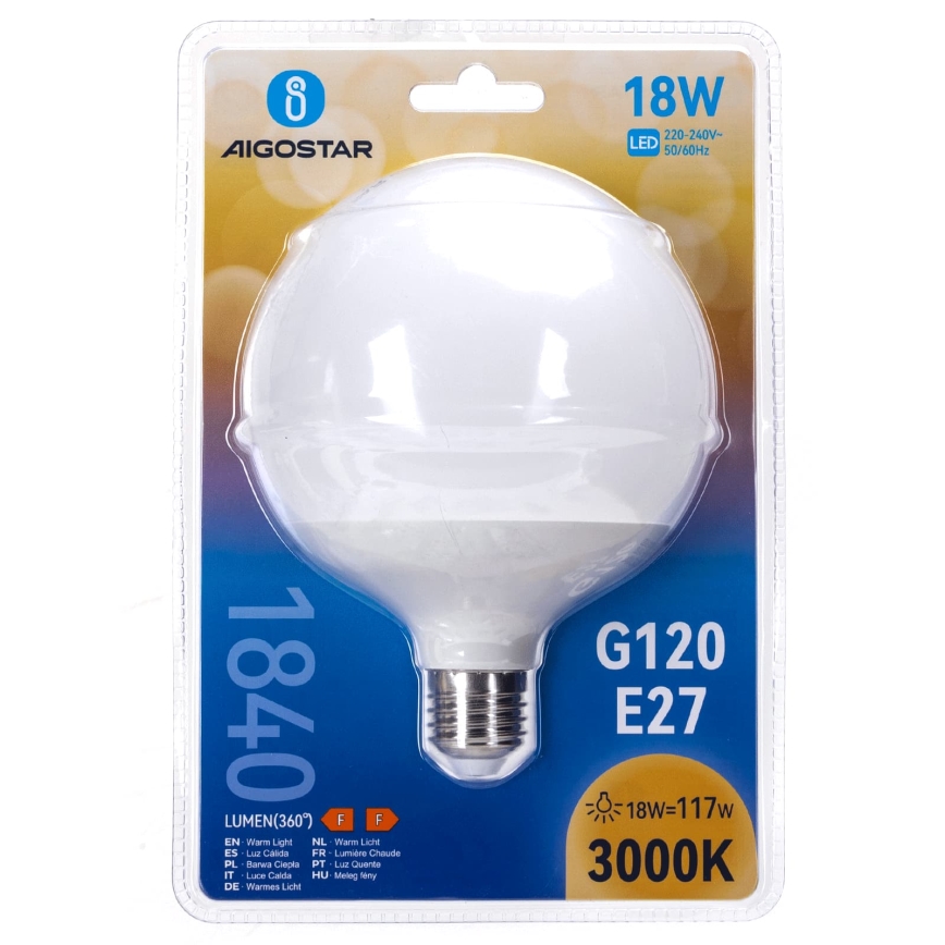 LED Žárovka G120 E27/18W/230V 3000K - Aigostar