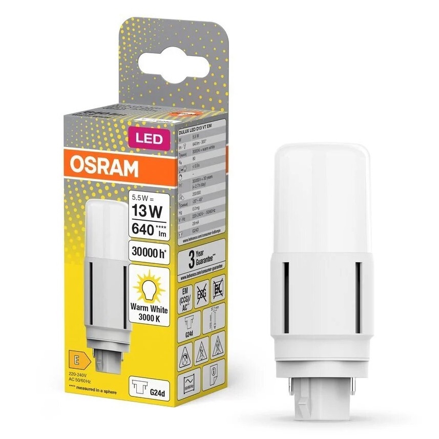 LED Žárovka G24d/5,5W/230V 3000K - Osram