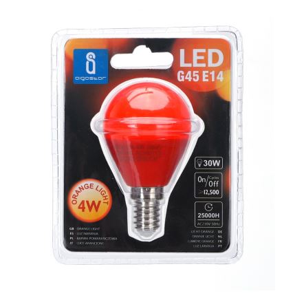 LED Žárovka G45 E14/4W/230V oranžová - Aigostar