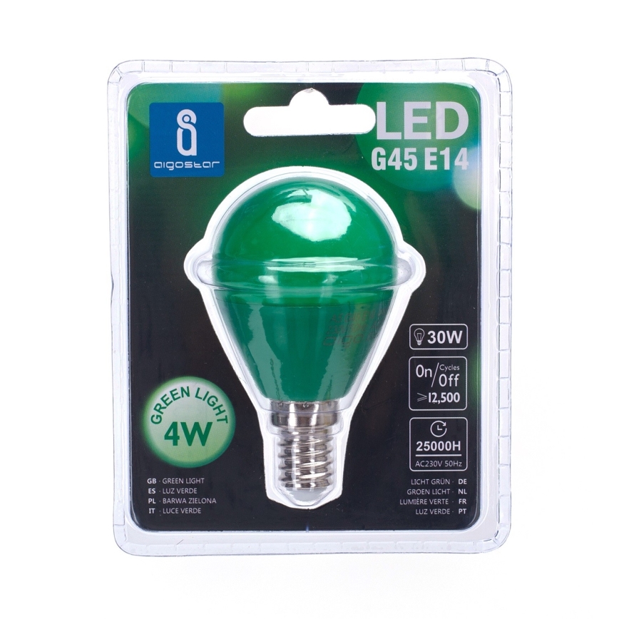 LED Žárovka G45 E14/4W/230V zelená - Aigostar