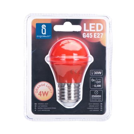 LED Žárovka G45 E27/4W/230V oranžová - Aigostar