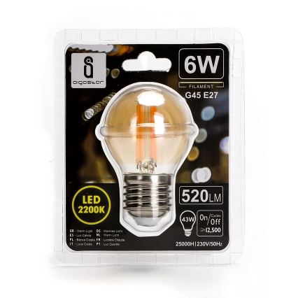 LED Žárovka G45 E27/6W/230V 2200K - Aigostar