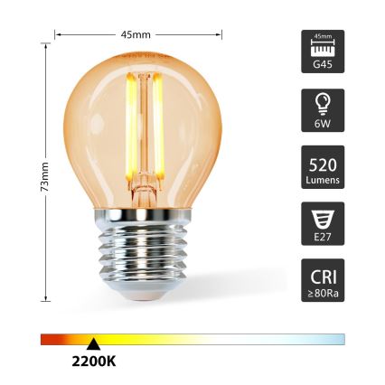 LED Žárovka G45 E27/6W/230V 2200K - Aigostar