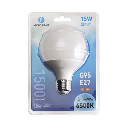 LED Žárovka G95 E27/15W/230V 6500K - Aigostar