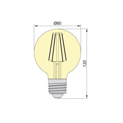 LED Žárovka LEDSTAR AMBER G80 E27/8W/230V 2200K