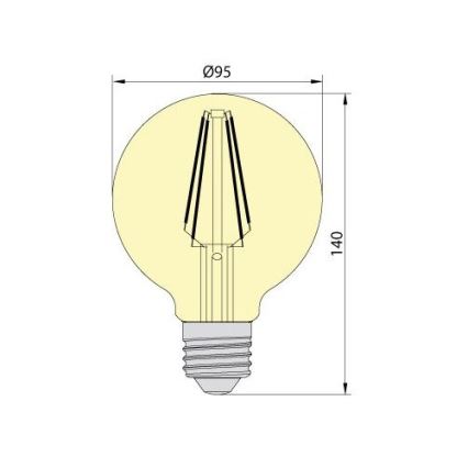 LED Žárovka LEDSTAR AMBER G95 E27/8W/230V 2200K