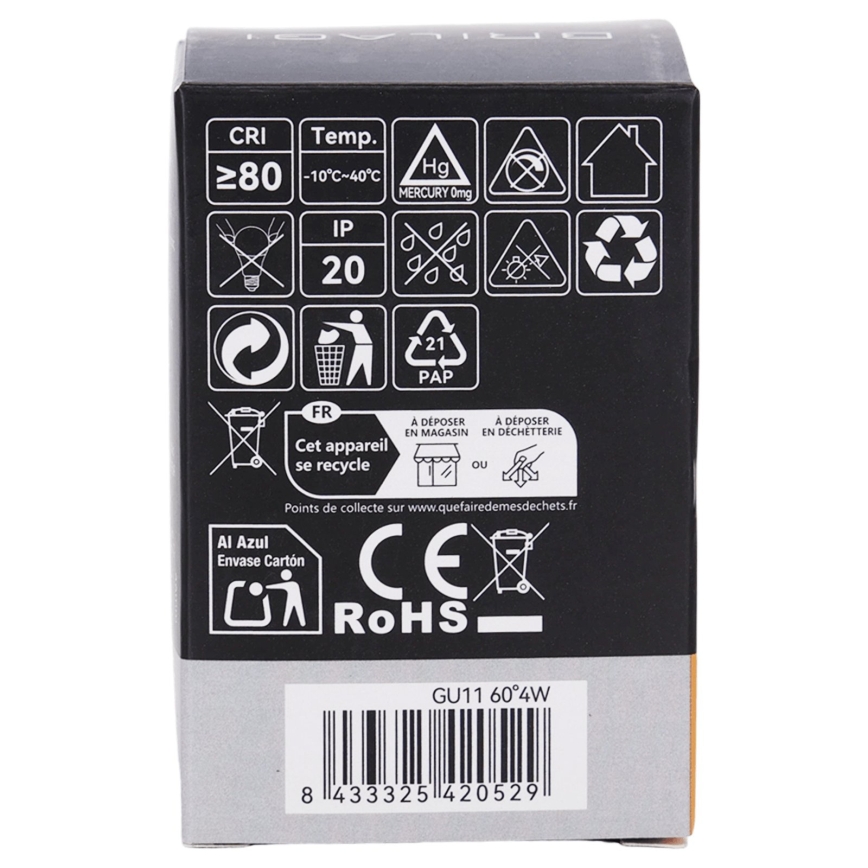 LED Žárovka MR11 GU10/4W/230V 3000K 60° černá - BRILAGI