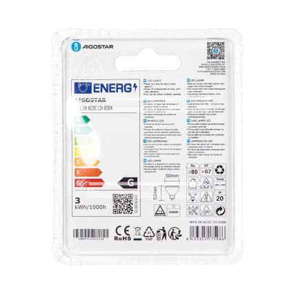 LED Žárovka MR16 GU5,3/3W/12V 6500K - Aigostar