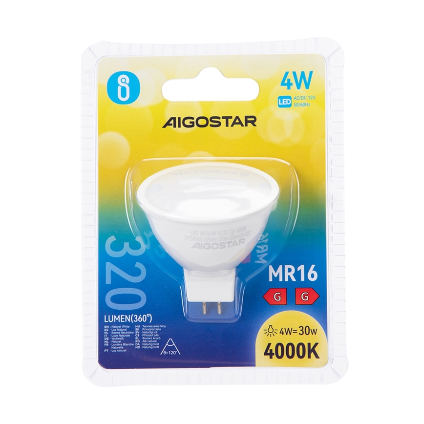 LED Žárovka MR16 GU5,3/4W/12V 4000K - Aigostar