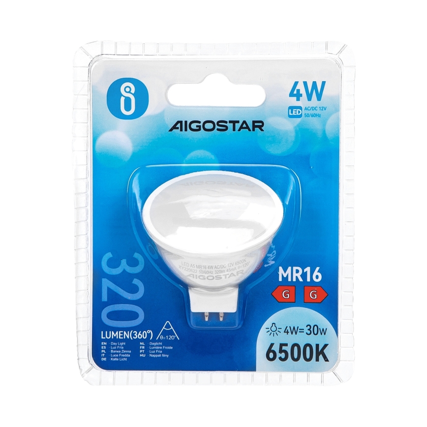 LED Žárovka MR16 GU5,3/4W/12V 6500K - Aigostar