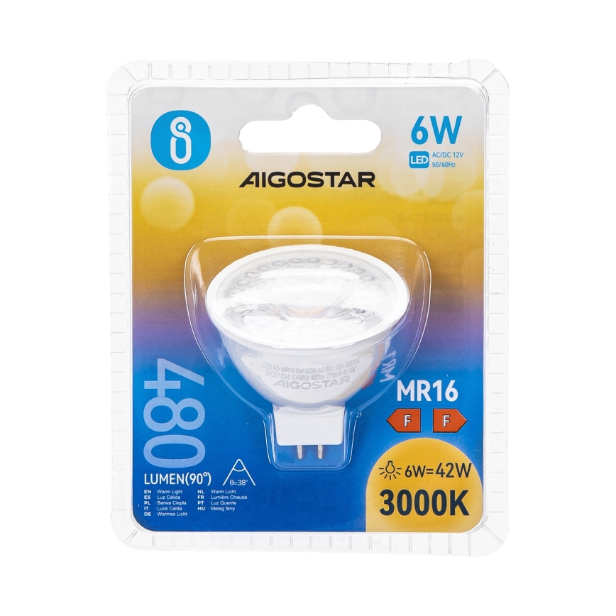 LED Žárovka MR16 GU5,3/6W/12V 3000K - Aigostar