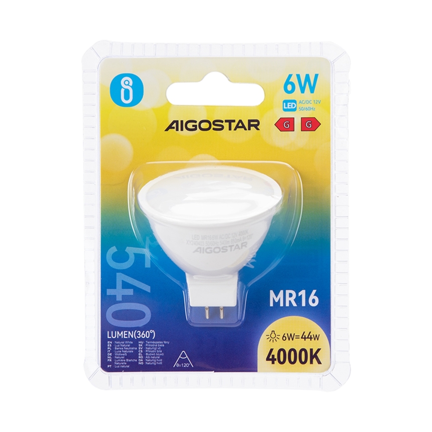 LED Žárovka MR16 GU5,3/6W/12V 4000K - Aigostar