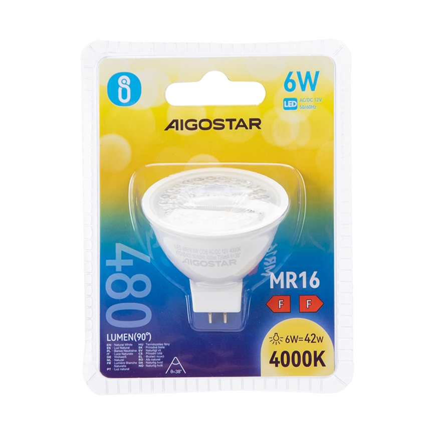 LED Žárovka MR16 GU5,3/6W/12V 4000K - Aigostar