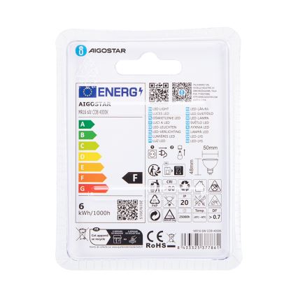 LED Žárovka MR16 GU5,3/6W/12V 4000K - Aigostar